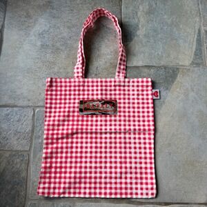 Eataly Gingham Market Tote Bag Red White CAMO Check Cotton Promo 14.5x15.5 RARE‎